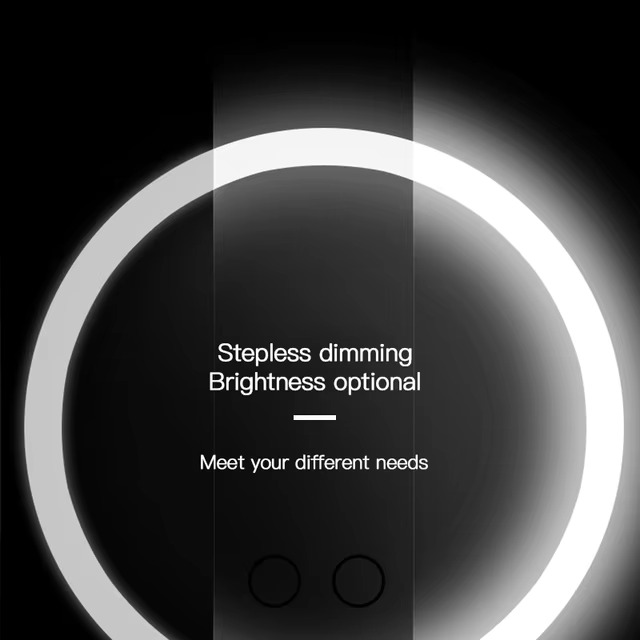 Rechargeable LED makeup mirror with lights, featuring a compact design and adjustable brightness for a flawless makeup application anywhere.