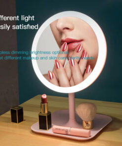 Rechargeable LED makeup mirror with lights, featuring a compact design and adjustable brightness for a flawless makeup application anywhere.